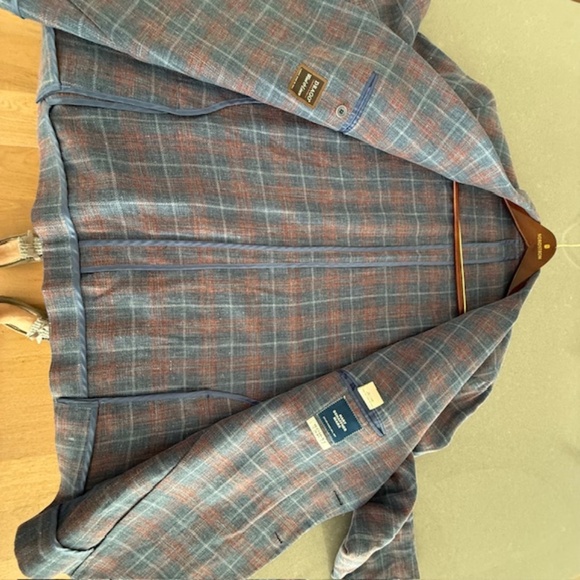 Hart Schaffner Marx NY Fit 48R  Plaid Pattern Sport Coat Linen/Wool ($595 new) - Picture 7 of 16